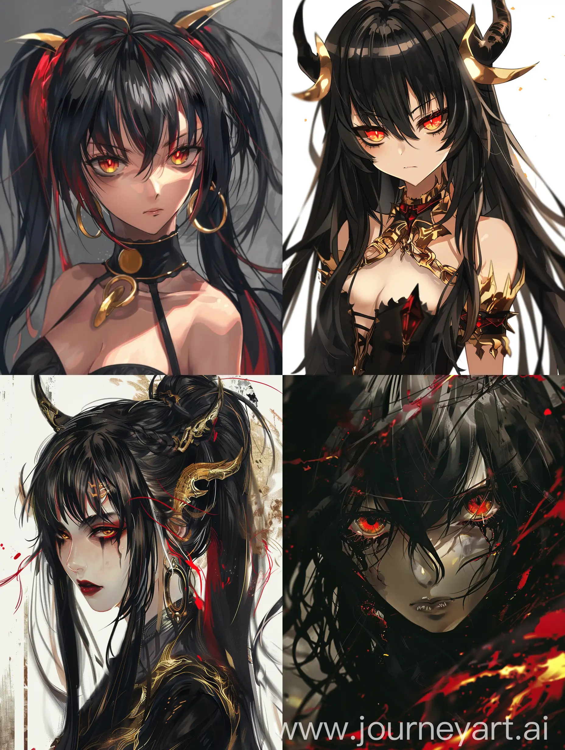 Diablo-Tensei-Shittara-Slime-Datta-Ken-Black-Hair-Red-Gold-Streaks-Golden-Eyes-Female-Demon-God