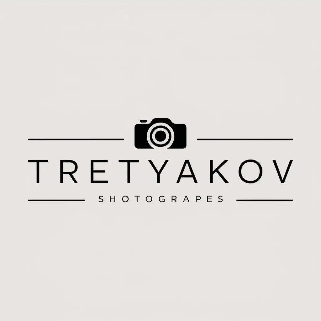 a logo design,with the text "Tretyakov", main symbol:camera,Minimalistic,clear background