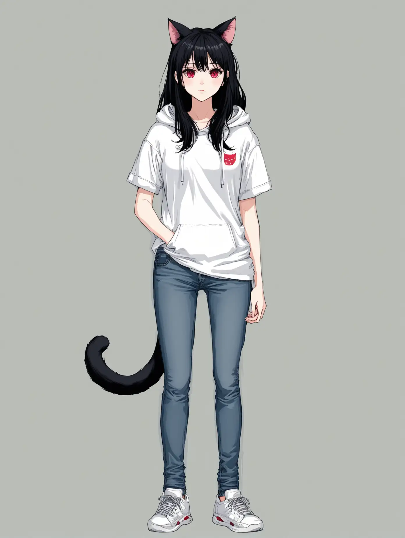 Woman-with-Cat-Ears-and-Ruby-Eyes-in-Casual-Outfit