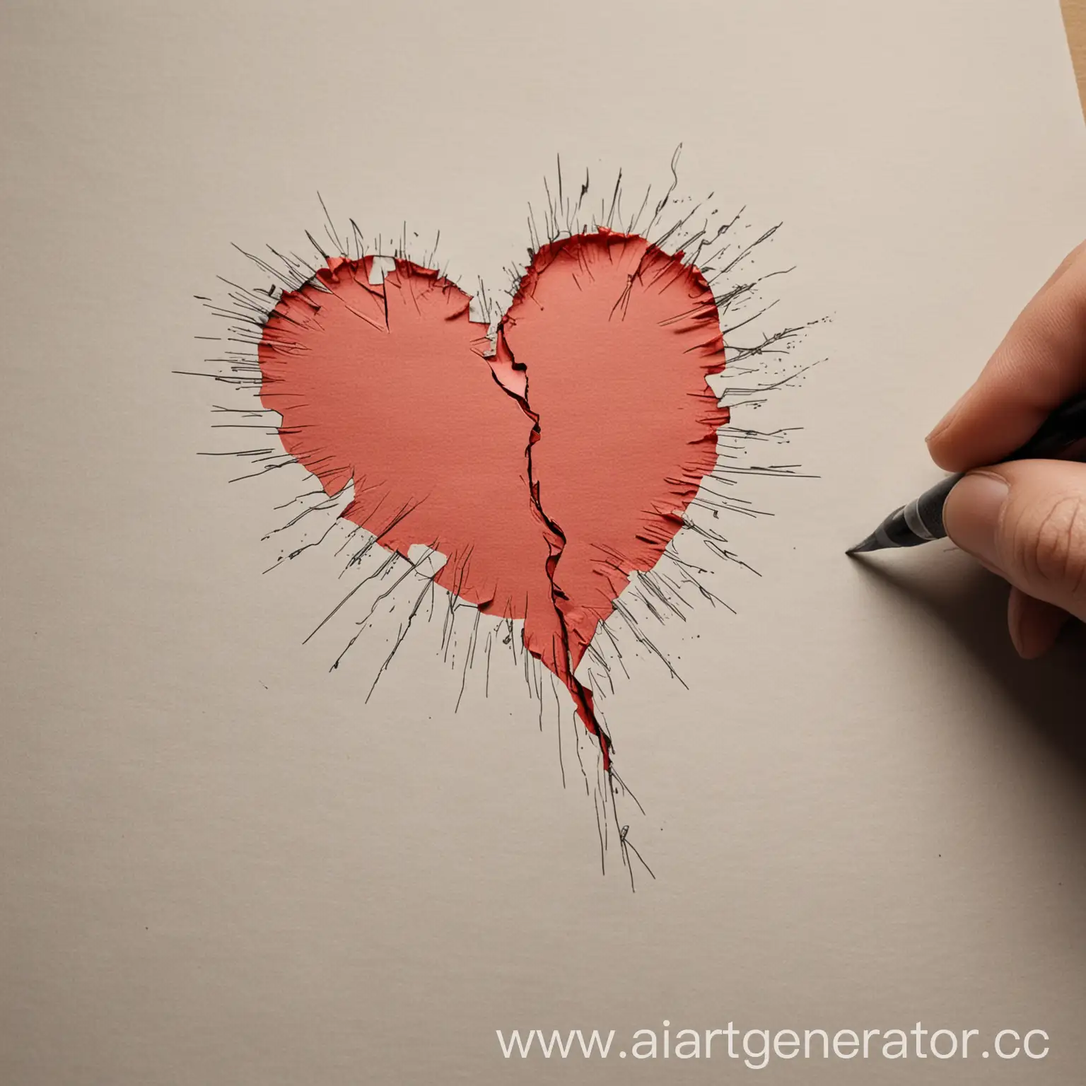 Drawing-of-a-Broken-Heart-on-Paper