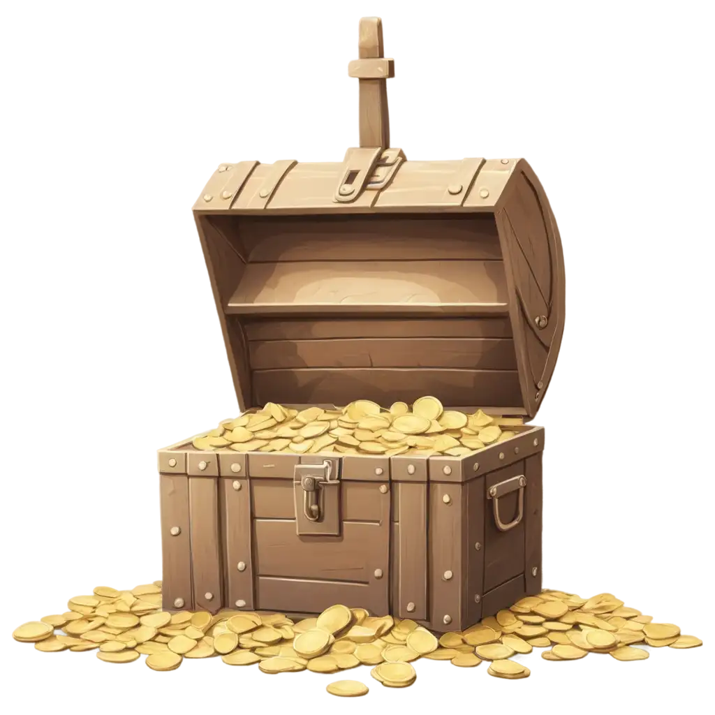 Illustration-of-Childrens-Treasure-Chest-with-Coins-in-a-Grand-Building-PNG-Image-for-Enhanced-Quality-and-Clarity