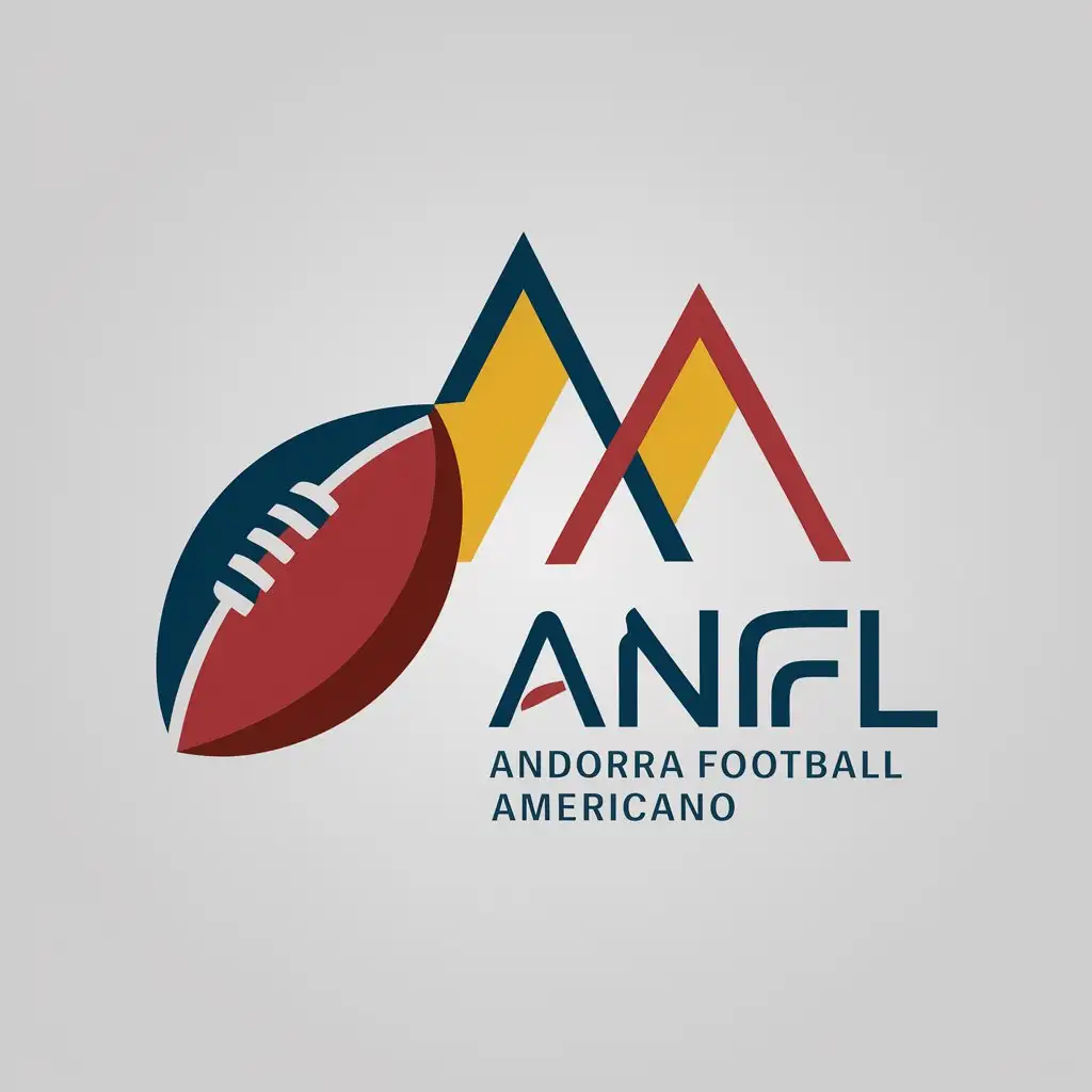 LOGO Design for Andorra Football Americano Minimalist with Blue Yellow and Red Featuring AndFL Acronym and Football Theme