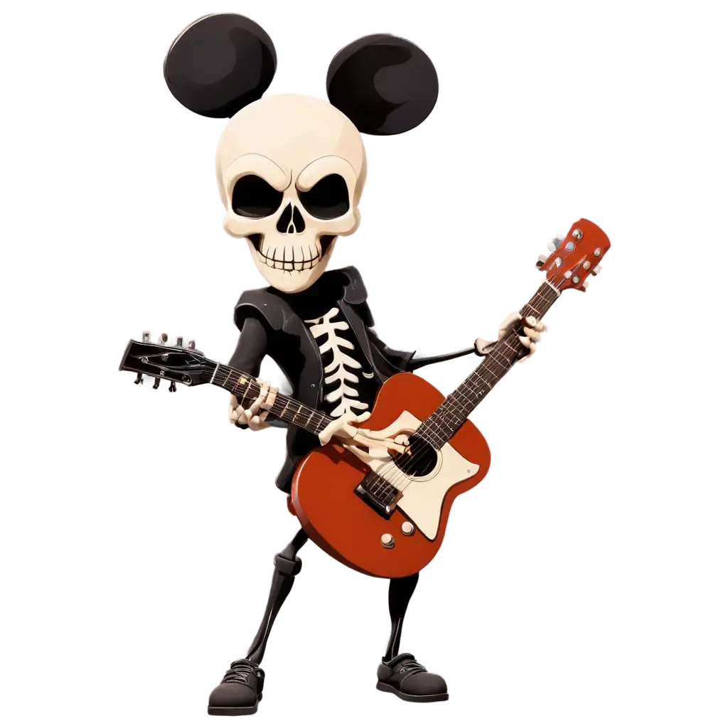 skull playing guitar disney style