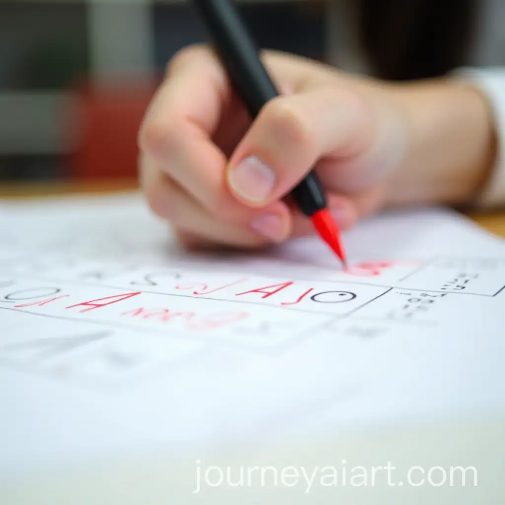 Teacher-Grading-a-Students-Mathematics-Test-with-a-Red-Marker