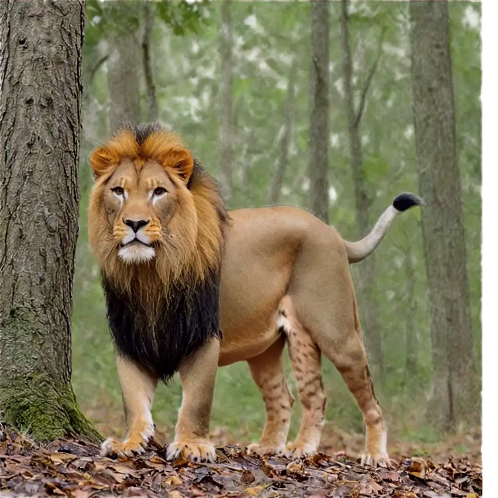 Lion-in-Forest-PNG-Image-for-HighQuality-Visuals-and-Design-Projects