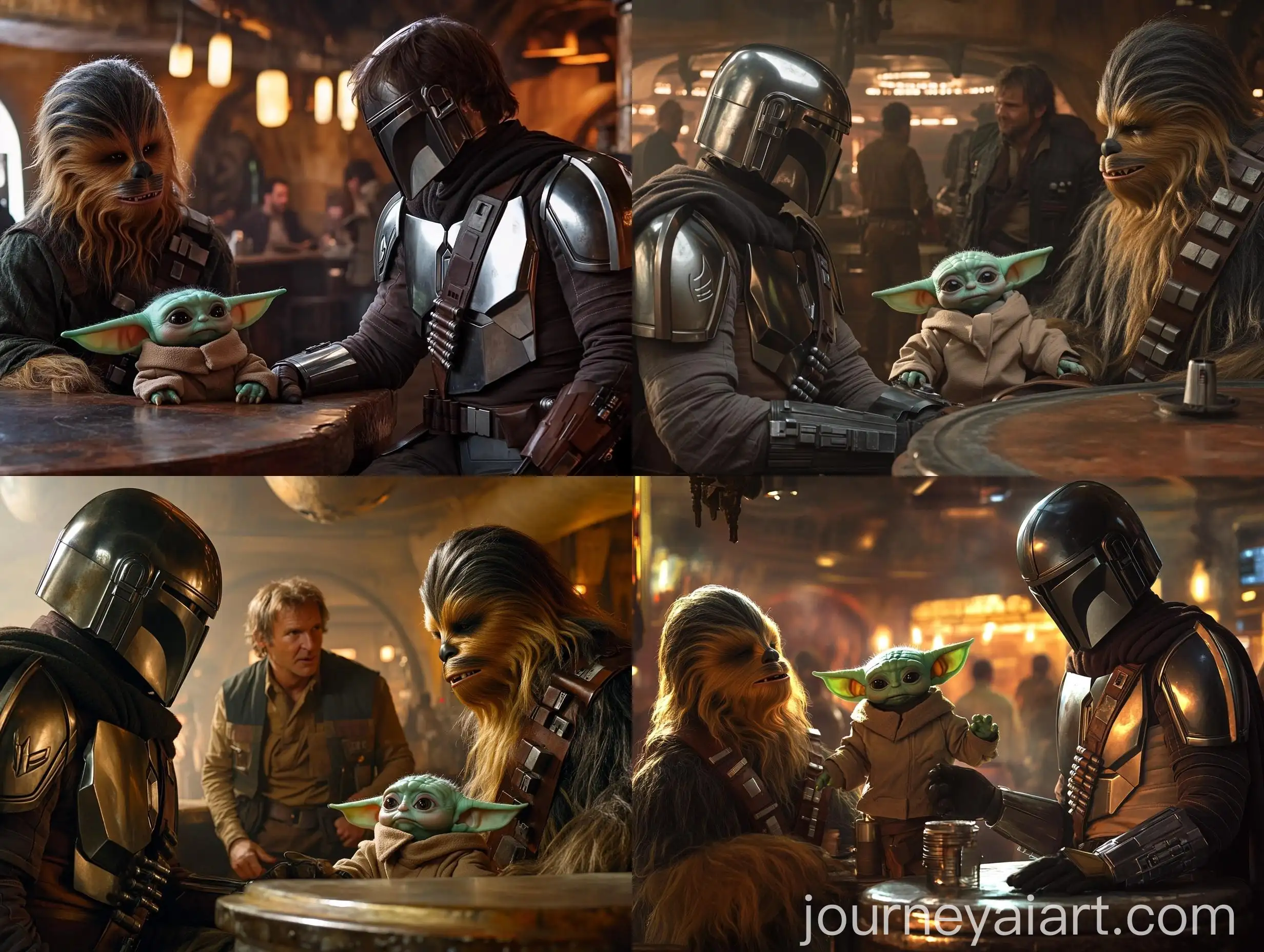 Cinematic-Encounter-Mandalorian-Baby-Yoda-Han-Solo-and-Chewbacca-at-the-Cantina