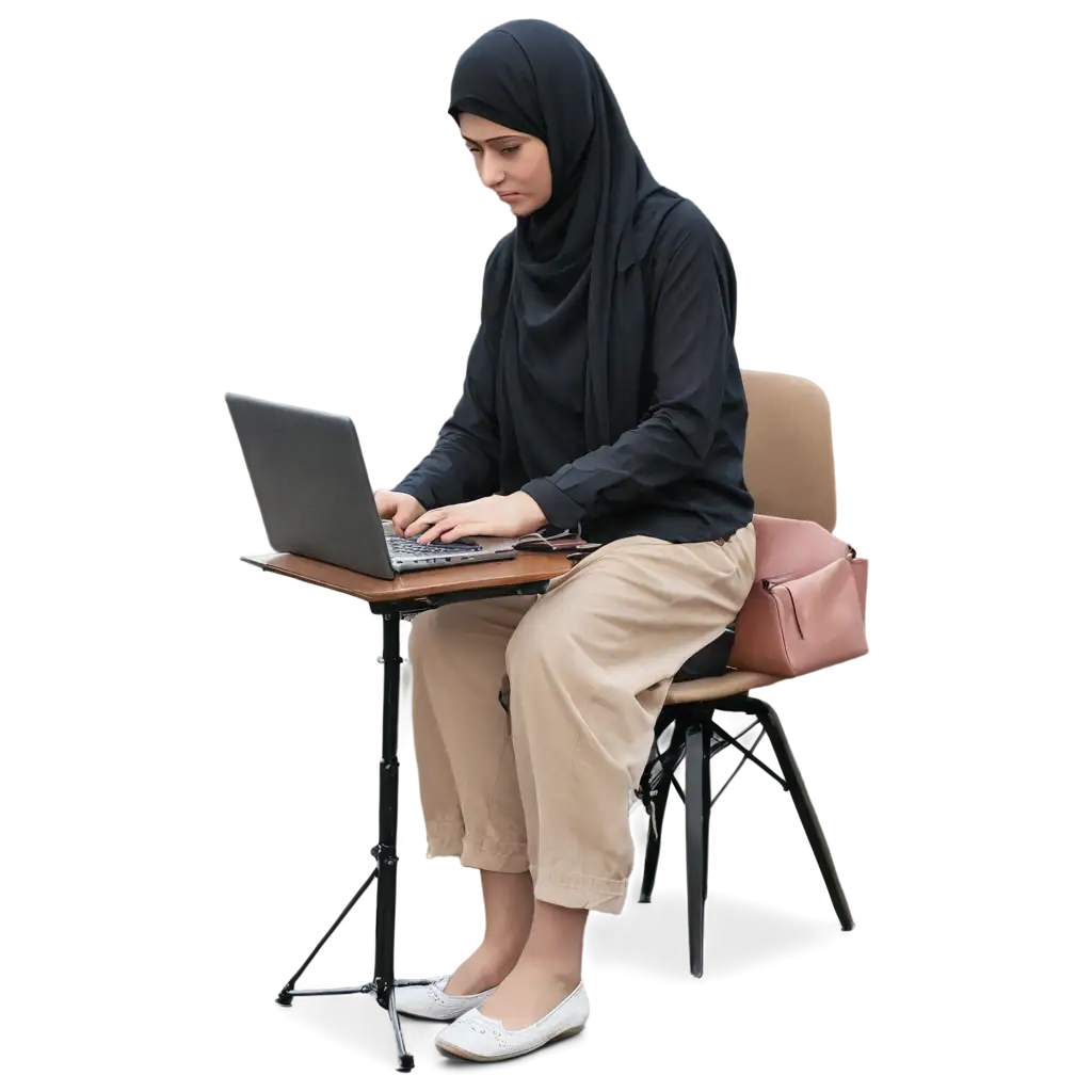 boys/girls both student hu ju online quran ki class lai rha hu laptop pai ur wu chair pai bheta wahu or laptop table pai rkha hu ur us kia andar quran ki class lia rha hu