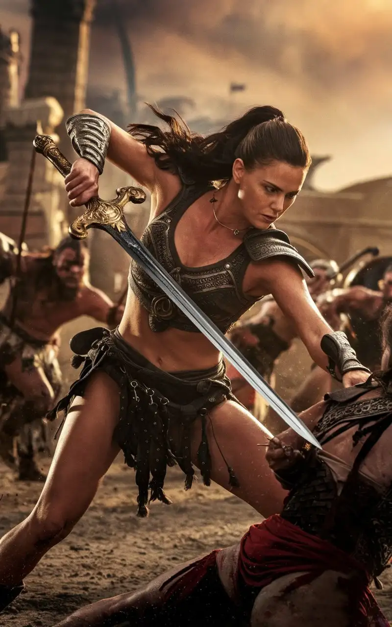 Charlize-Theron-as-Xena-Stabs-Enemy-in-the-Gut-with-Sword