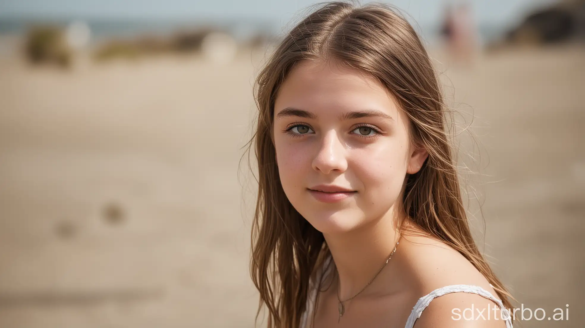 young girl, early 20's portrait shot on a beach