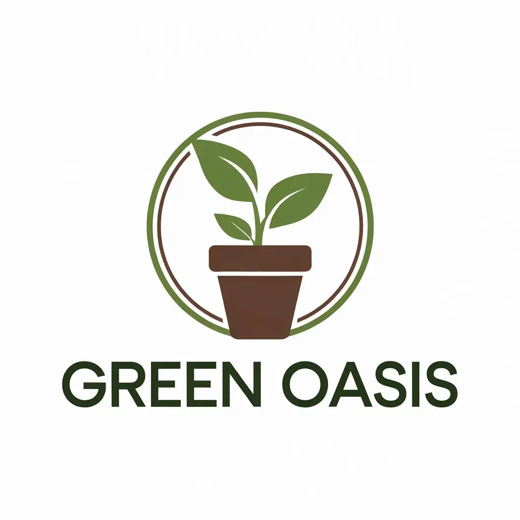 LOGO Design for Green Oasis Vector Design with Nursery Pots and Clear Background