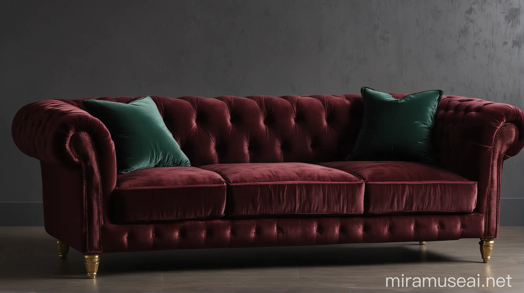 Luxurious Maroon Velvet Sofa with Elegant Plush Design