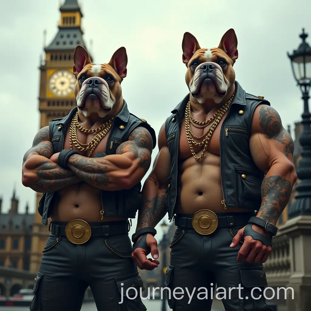 Muscular-Bulldog-Warriors-Posing-Before-Big-Ben-in-London