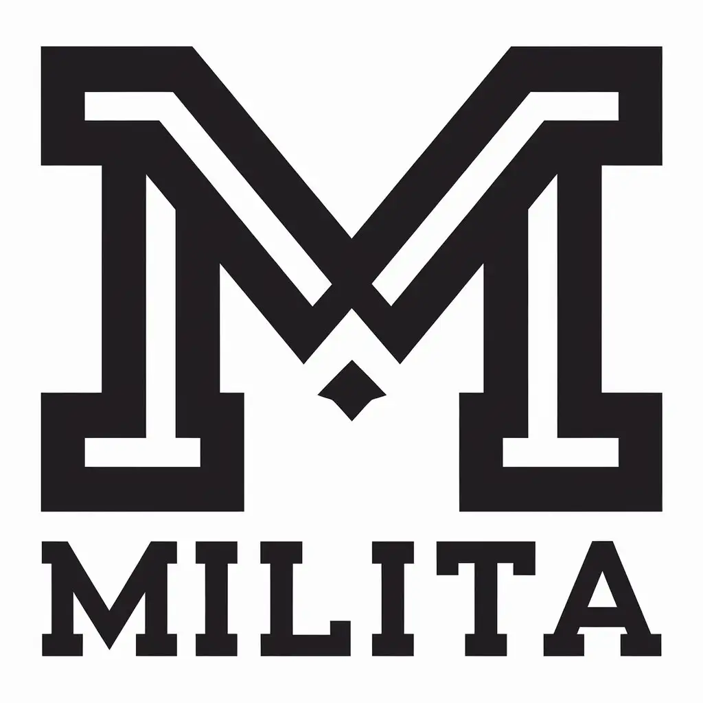 a vector logo design,with the text "Milita", main symbol:M,Moderate,be used in Clothing industry,clear background