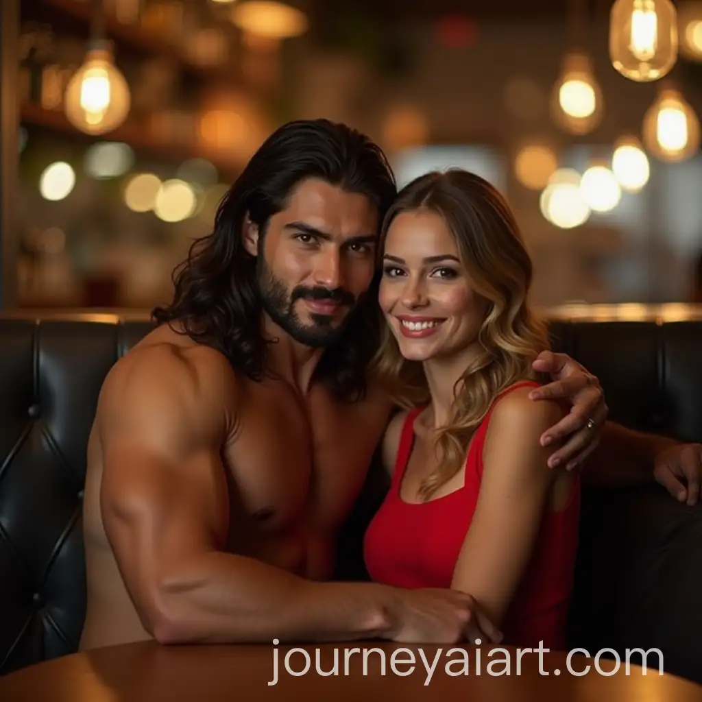 Muscular-Arab-Man-with-Long-Hair-EmbracingAI-Art-Prompt-Expansion-Ukrainian-Woman-in-Red-Dress-at-Caf
