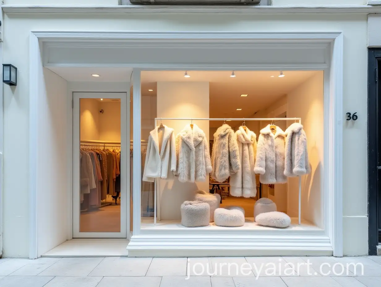 Exterior-of-a-White-Store-Featuring-Bright-Furs-for-Sale
