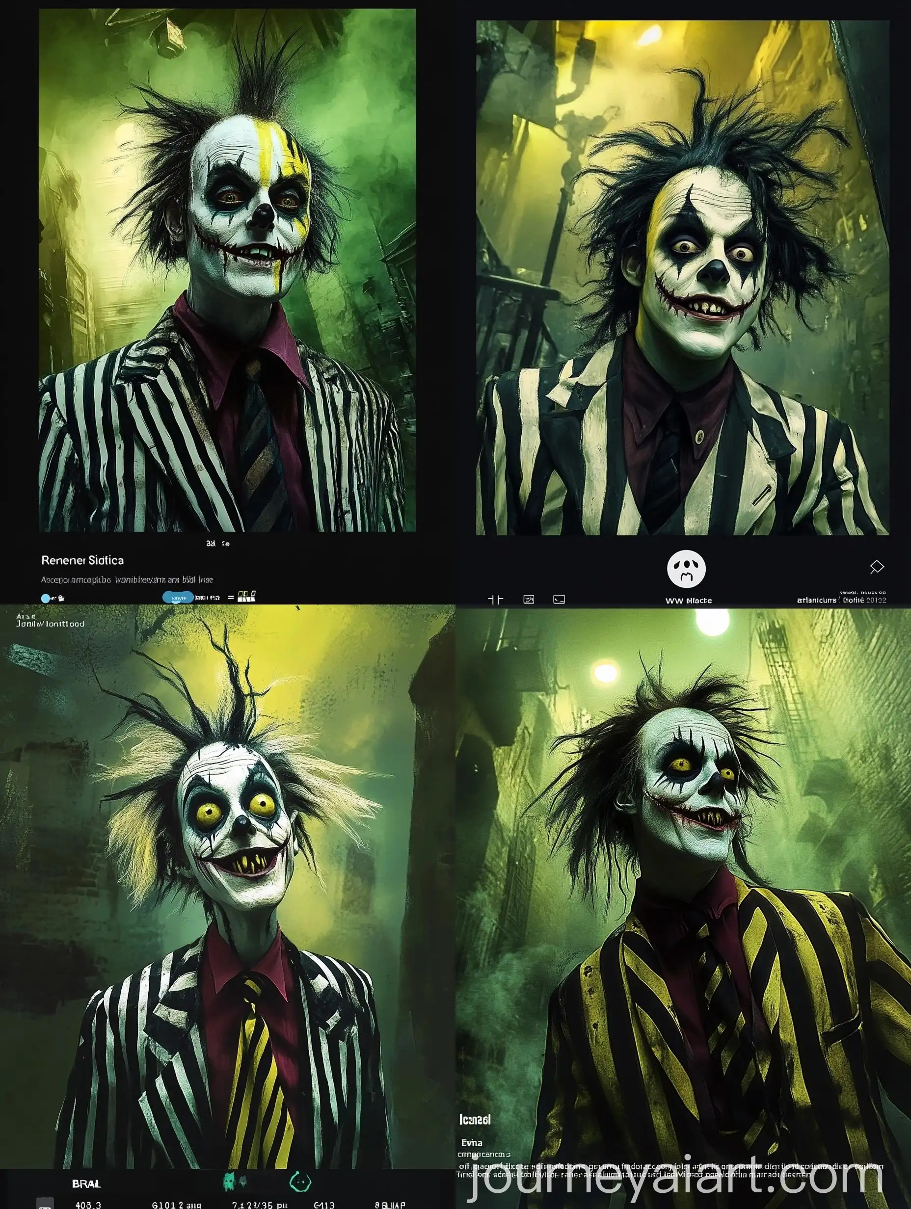 Eerie-Beetlejuice-Portrait-in-Dimly-Lit-Greenish-Environment