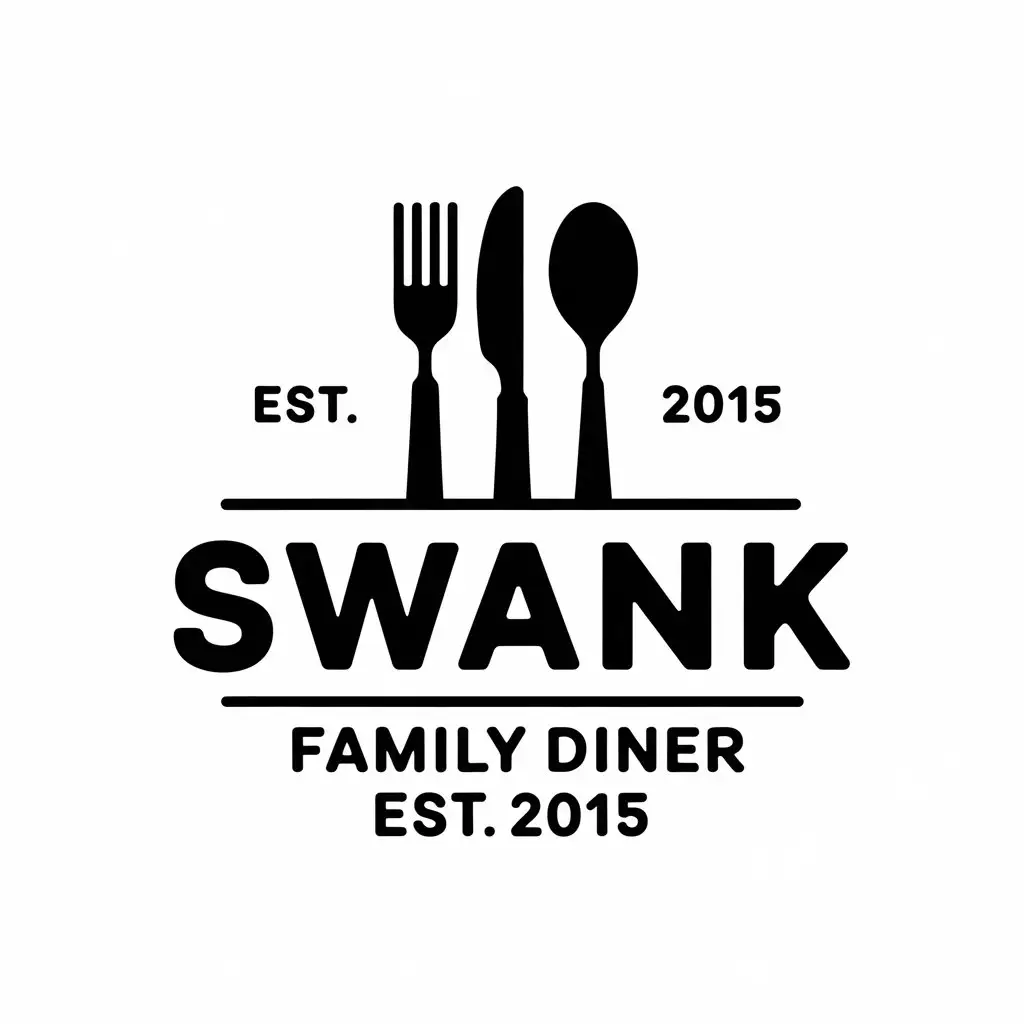 LOGO Design for Swank Family Diner Vintage Diner Sign with Knife Fork and Spoon Theme