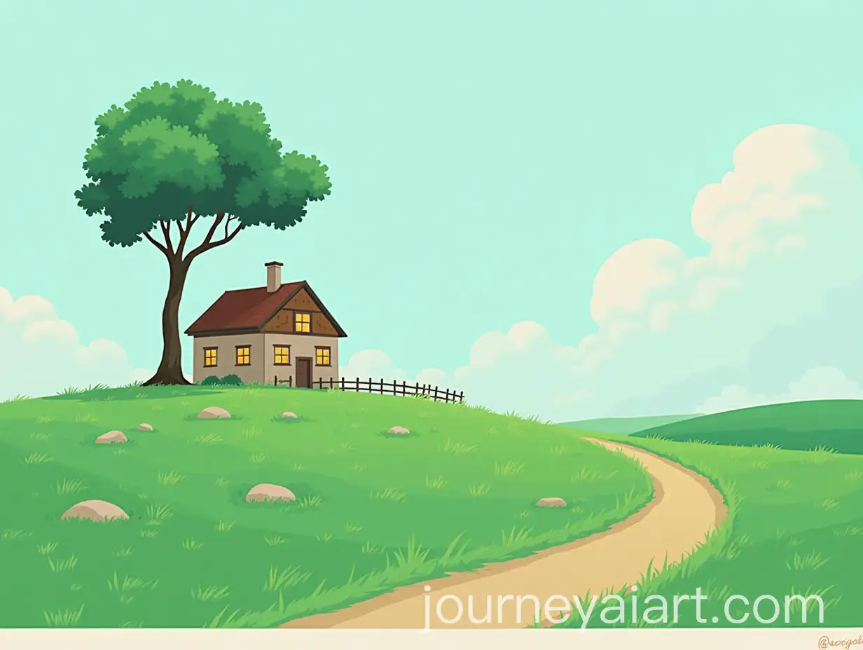 Tranquil-Studio-GhibliInspired-Digital-Art-ofAI-Art-Prompt-Expansion-a-House-and-Tree-Landscape