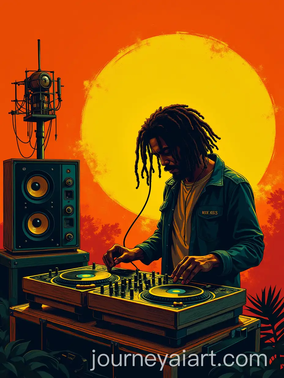Vibrant-Dub-Night-Poster-Featuring-Sound-System-and-Control-Tower