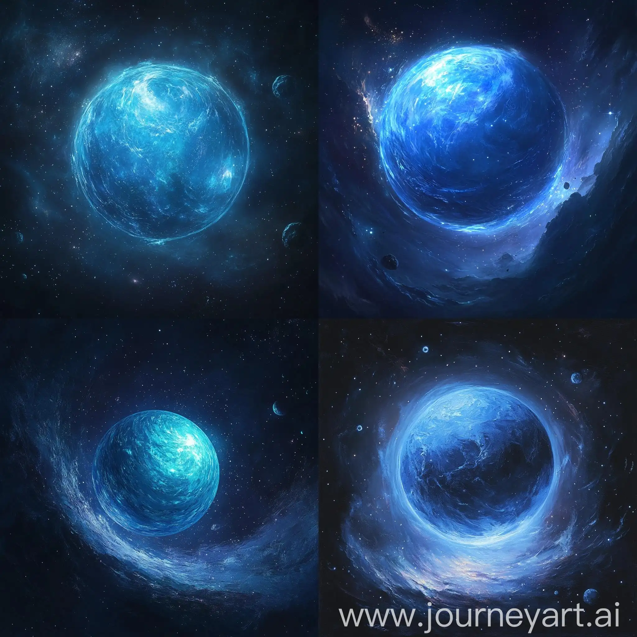 Mysterious-Blue-Sphere-Amidst-Distant-Stars-and-Galaxies