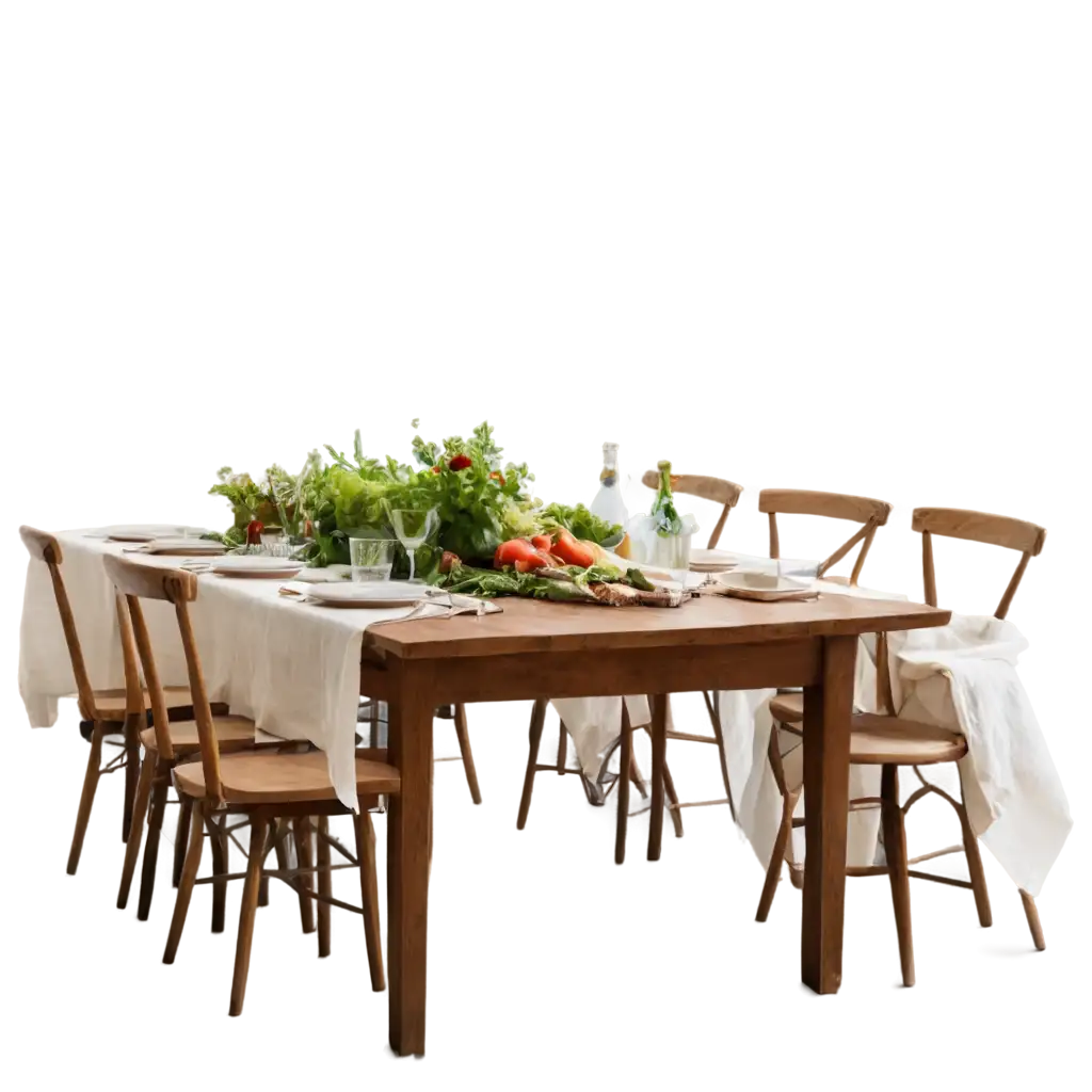 EcoChic-Banquet-Table-PNG-Image-with-Natural-Linen-and-Organic-Dishes-for-Elegant-Settings