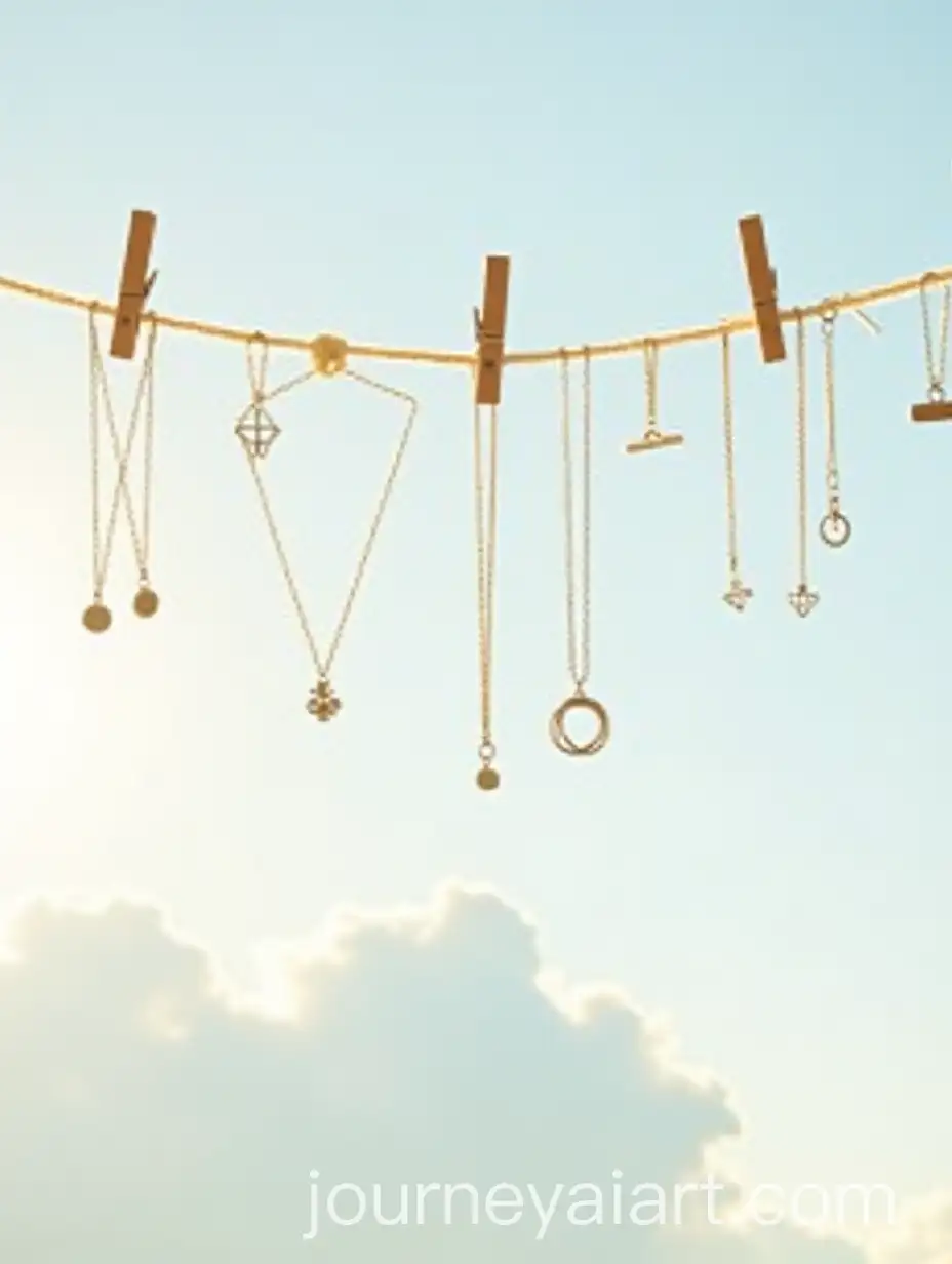 Minimalist-Jewelry-Display-on-Clothesline-in-Natural-Outdoor-Setting