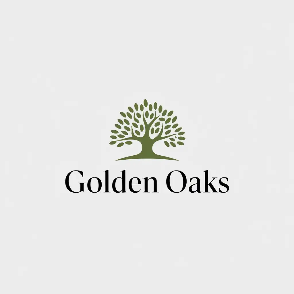 LOGO Design for Golden Oaks Classic Oak Tree Symbol with Minimalistic and Trustworthy Theme for Senior Care Home