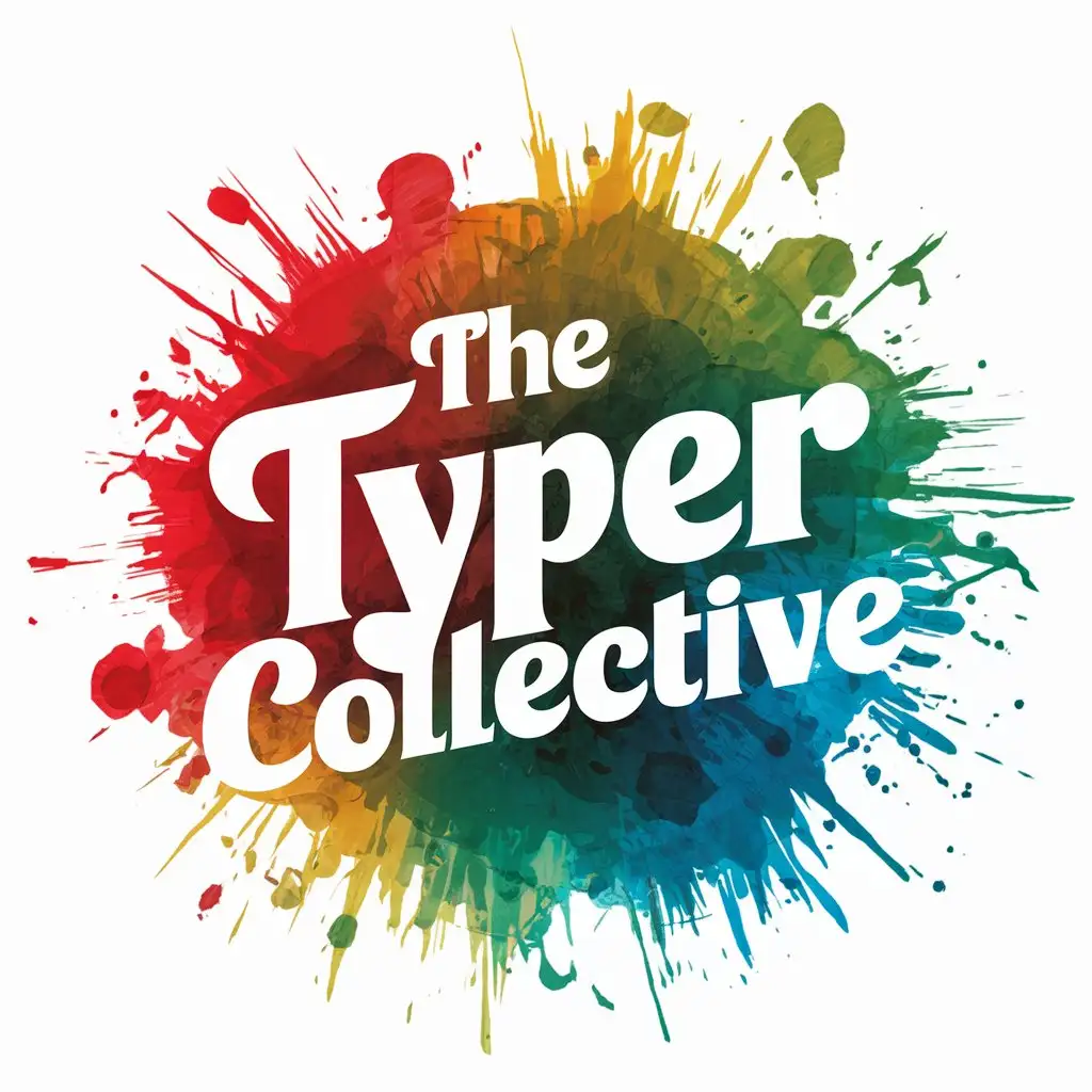 1970s Style Nostalgic Logo with Watercolor Paint Splatter for The Typer Collective