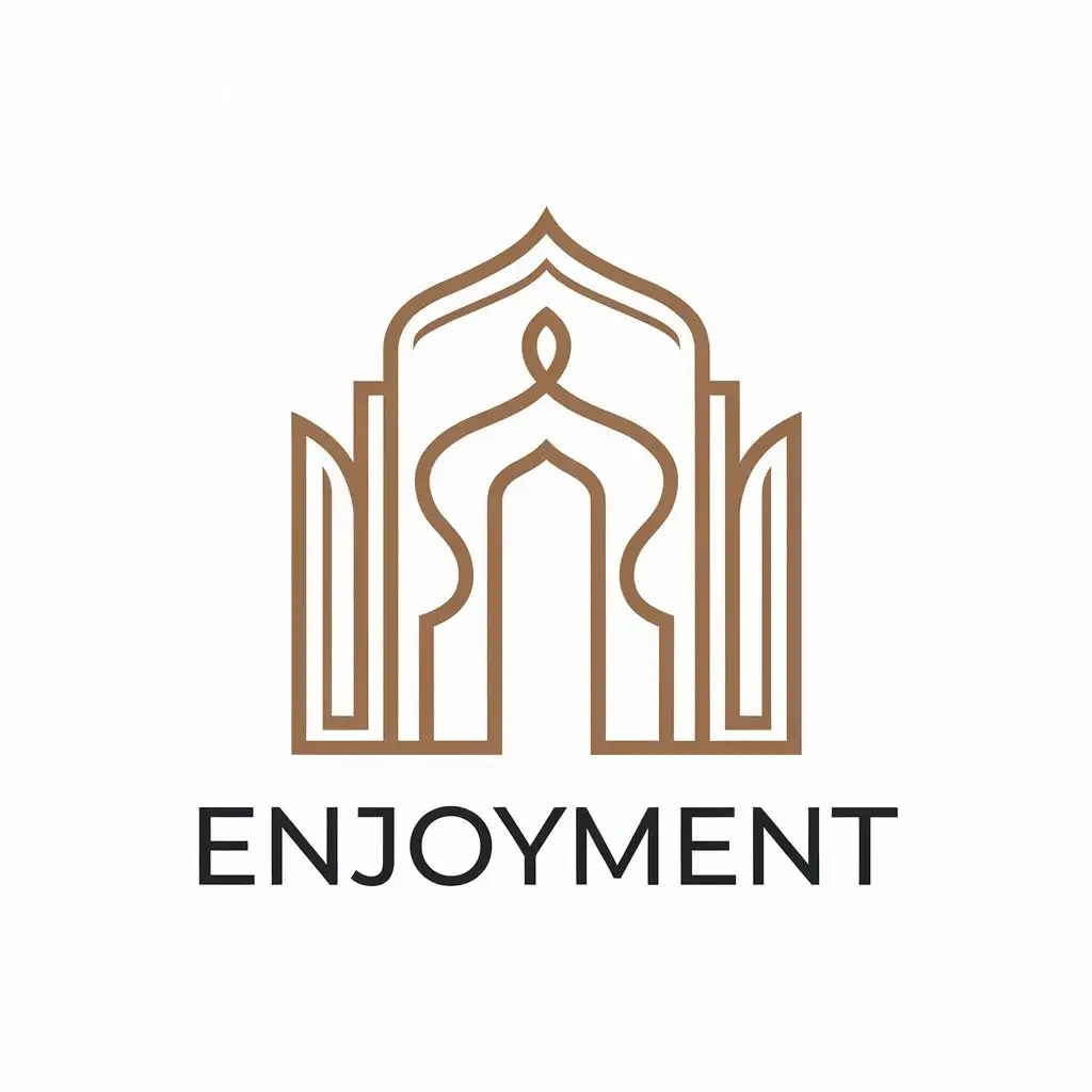 a vector logo design,with the text "Enjoyment", main symbol:simple arabian gate,Minimalistic,be used in food industry,clear background