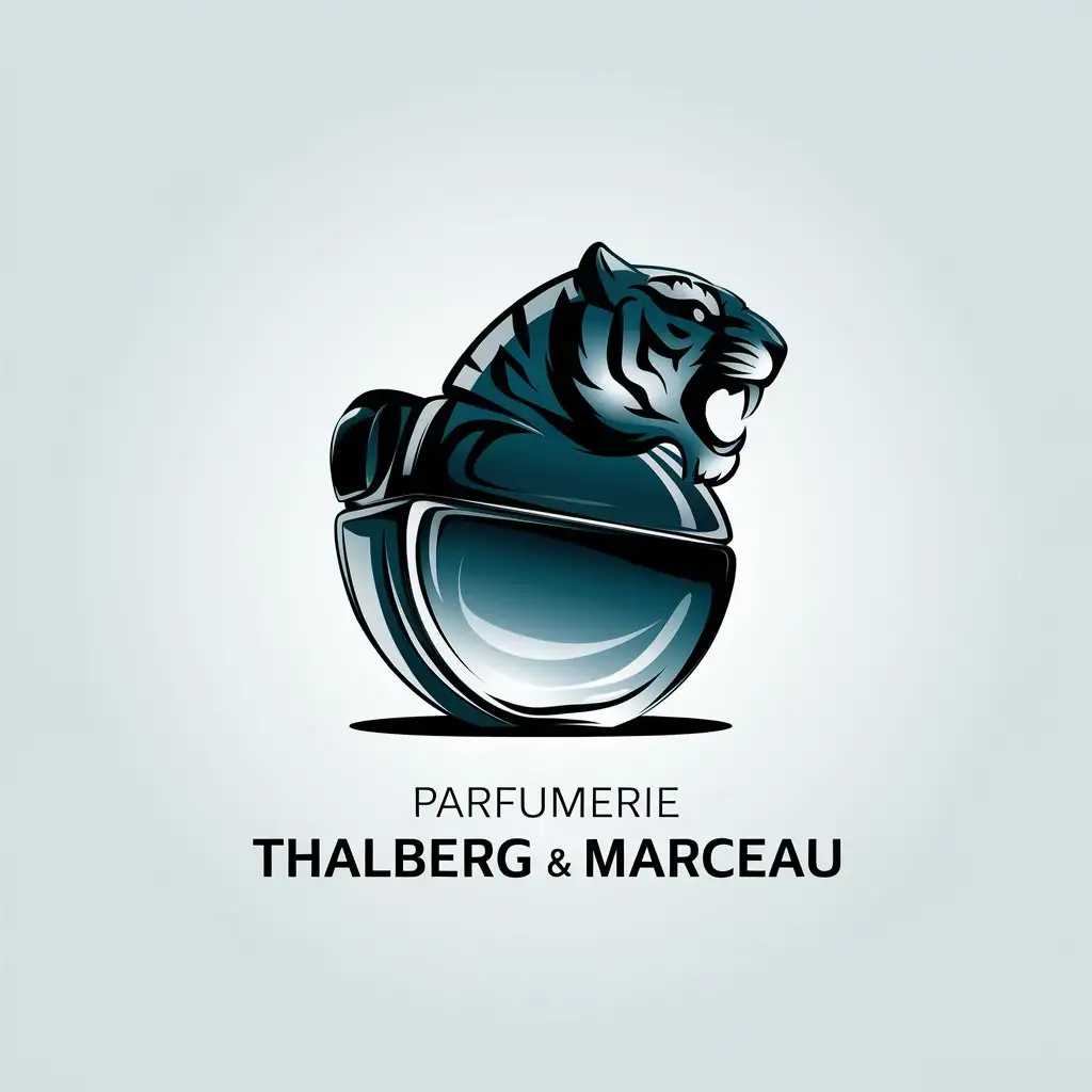 LOGO Design for Parfumerie Thalberg Marceau Dark Turquoise White Masculine TigerShaped Perfume Flacon