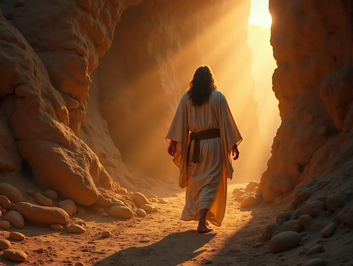 Jesus leaving the Tomb on easter morning