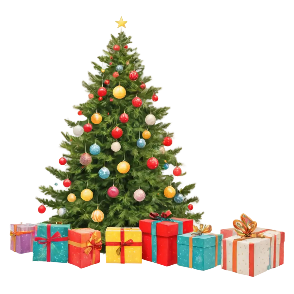 Christmas-Tree-with-Gifts-Hanging-PNG-HighQuality-Christmas-Image-for-Holiday-Designs