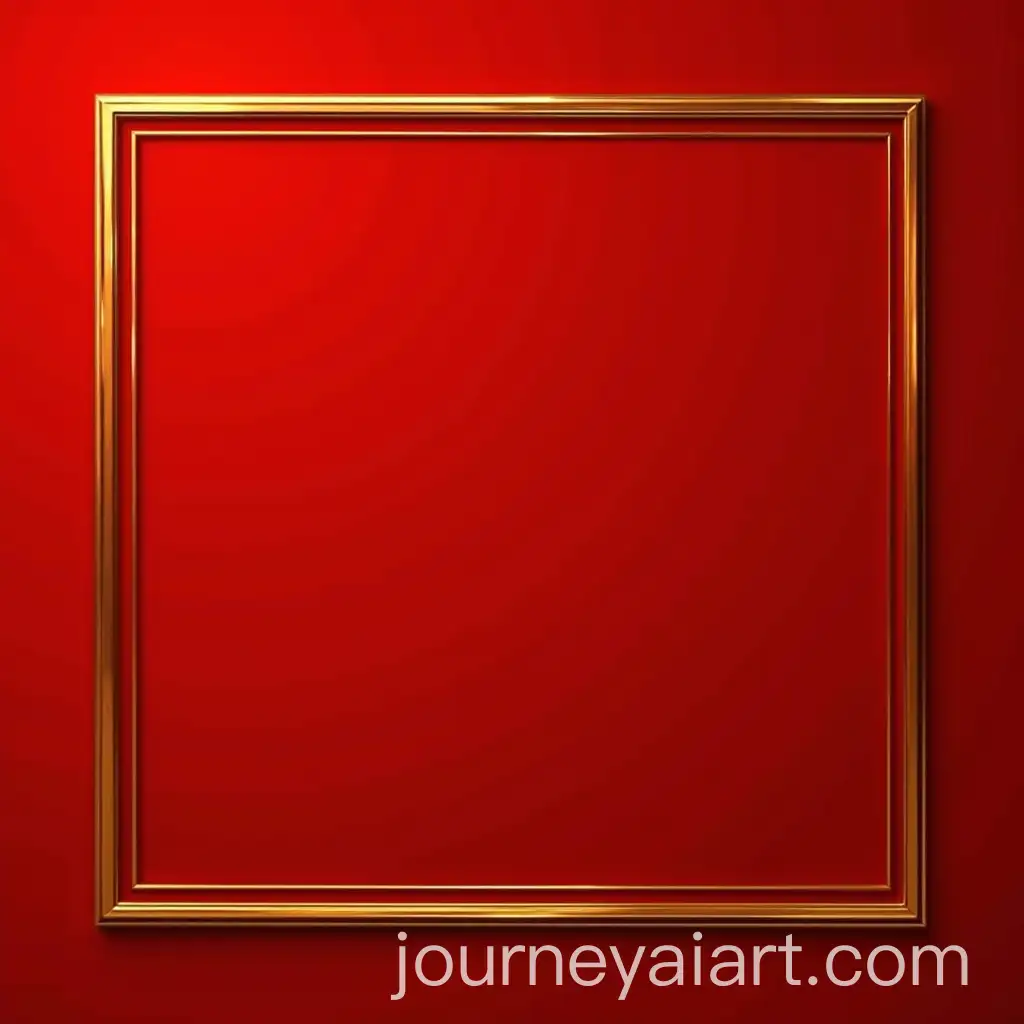 Elegant-Rectangular-Gold-Art-Frame-on-Vibrant-Red-Background