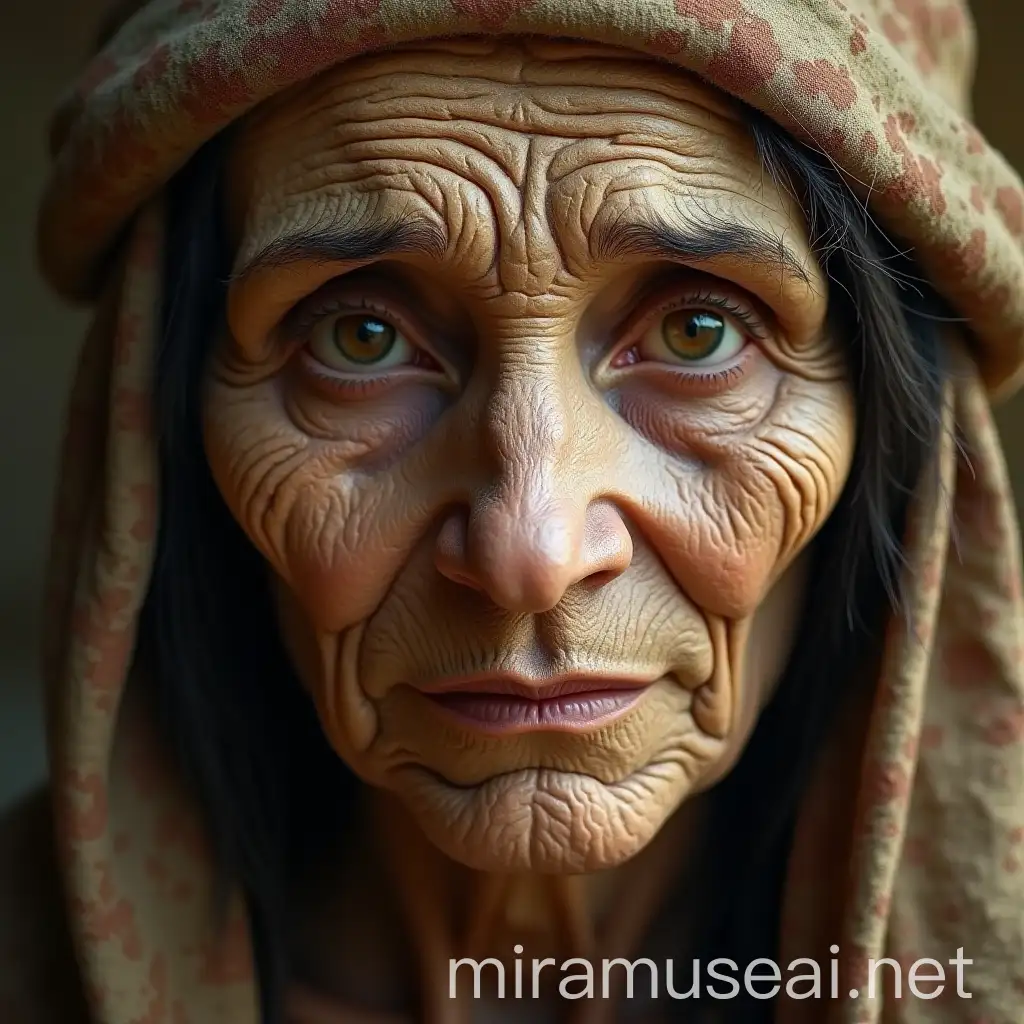 Authentic Old Womans Face from Ancient Civilization