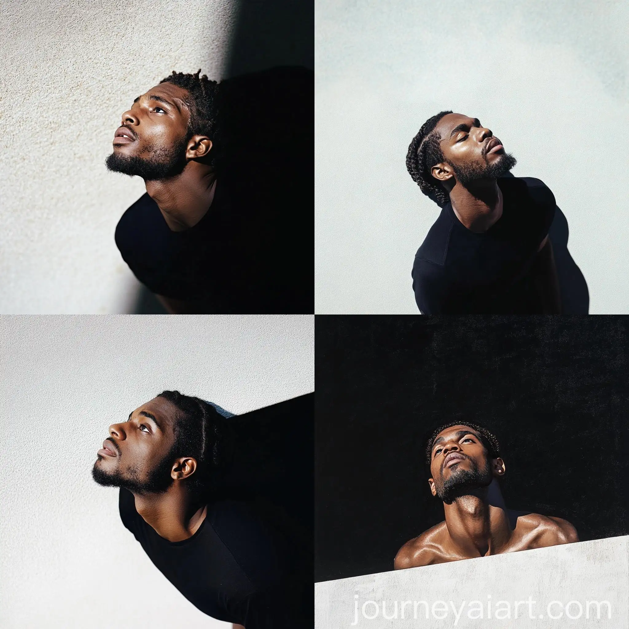 African-American-Man-with-Cornrows-Looking-Up