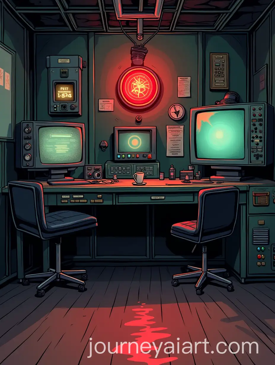 Retro-Russian-Power-Plant-Control-Room-with-Flashing-Red-Alarm-Light-and-Desk