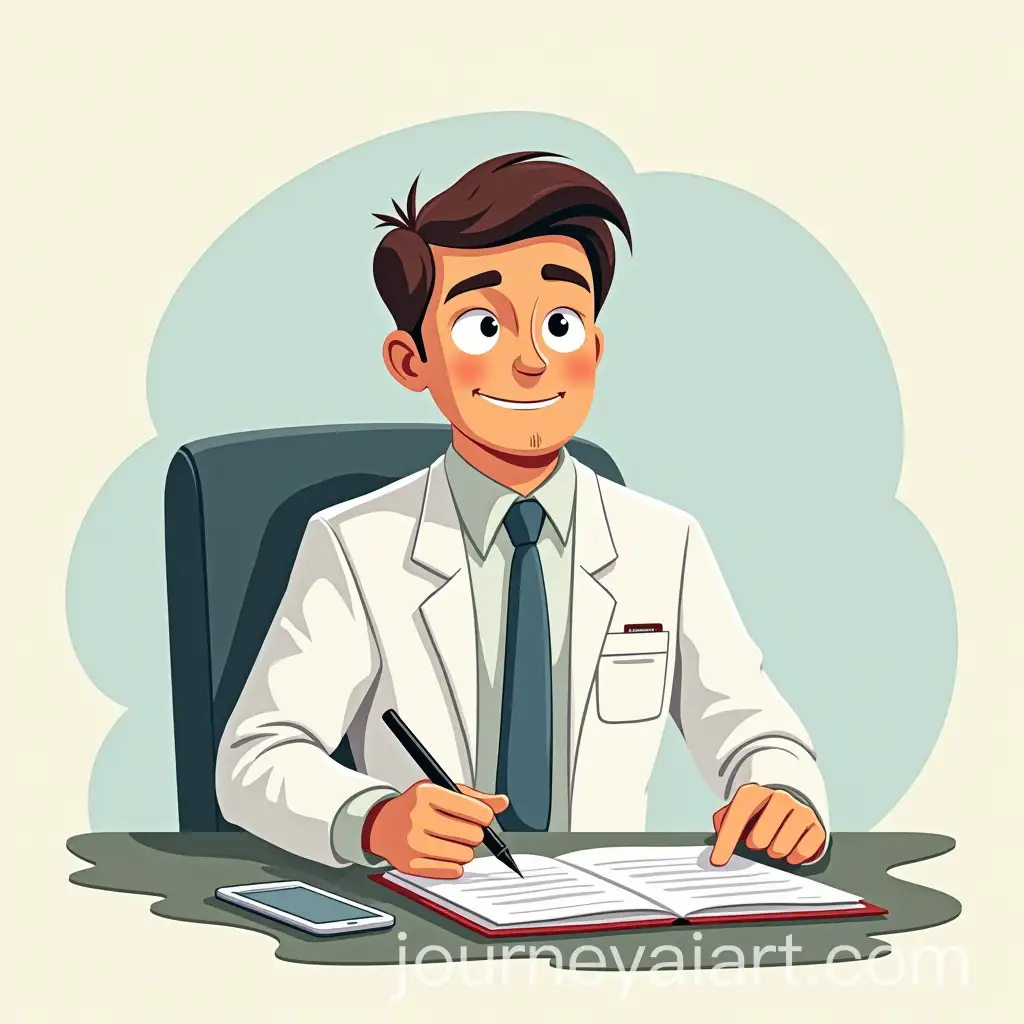 Cartoon-Accountant-Compiling-Financial-Reports