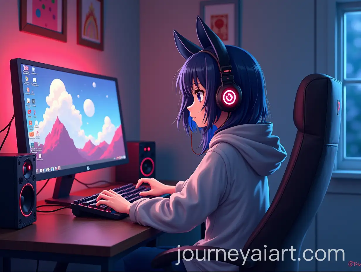 AyaNeko-Rai-GamingAI-Art-Prompt-Expansion-in-a-Room-with-PC-and-Headphones