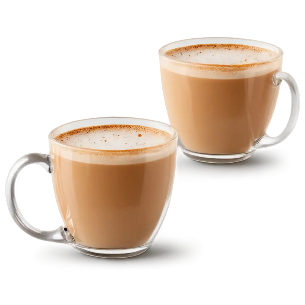 Two-Cups-of-Latte-Coffee-in-Transparent-Mugs-PNG-Image-for-HighQuality-Design-Projects