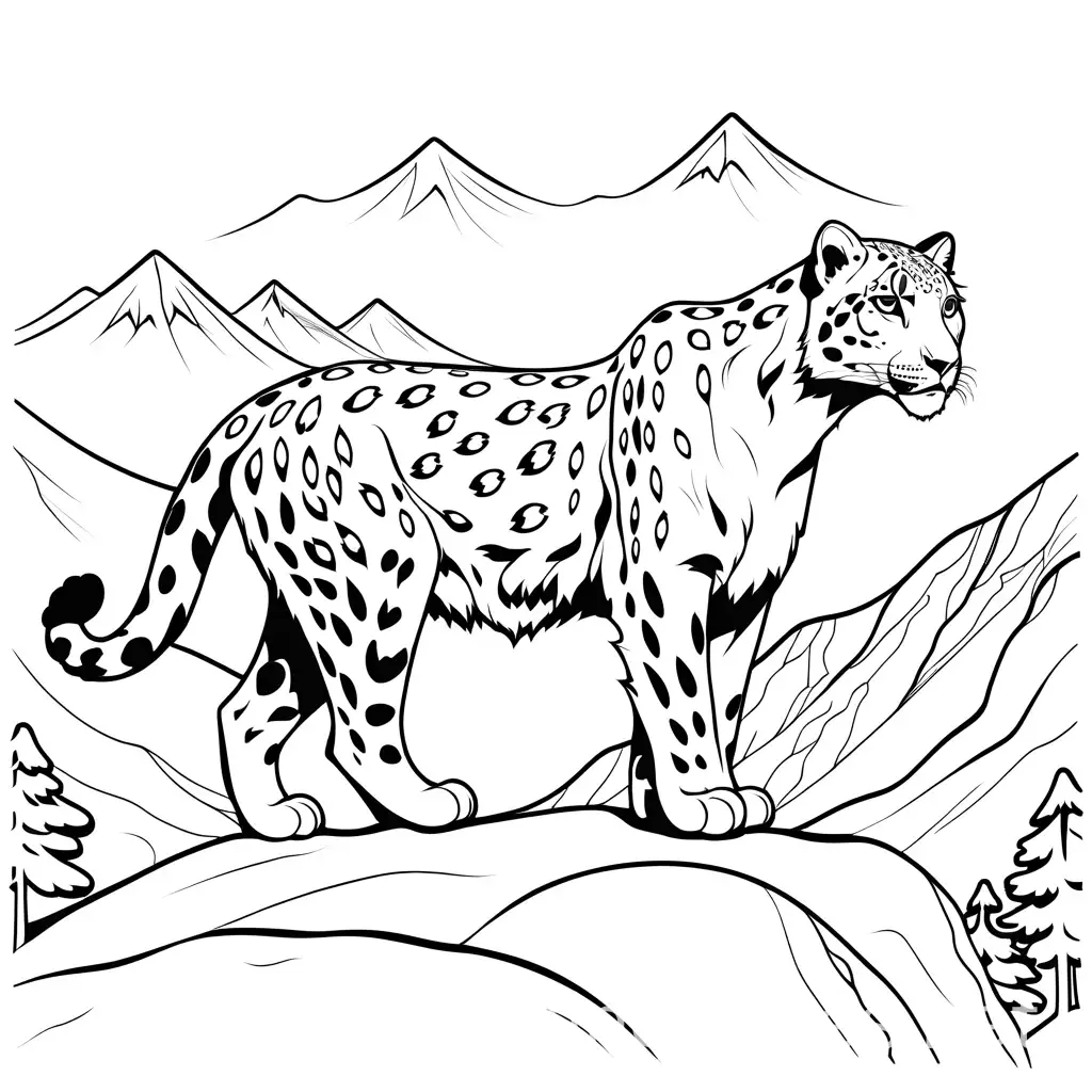 Snow-Leopard-on-a-Snowy-Peak-Coloring-Page-for-Kids