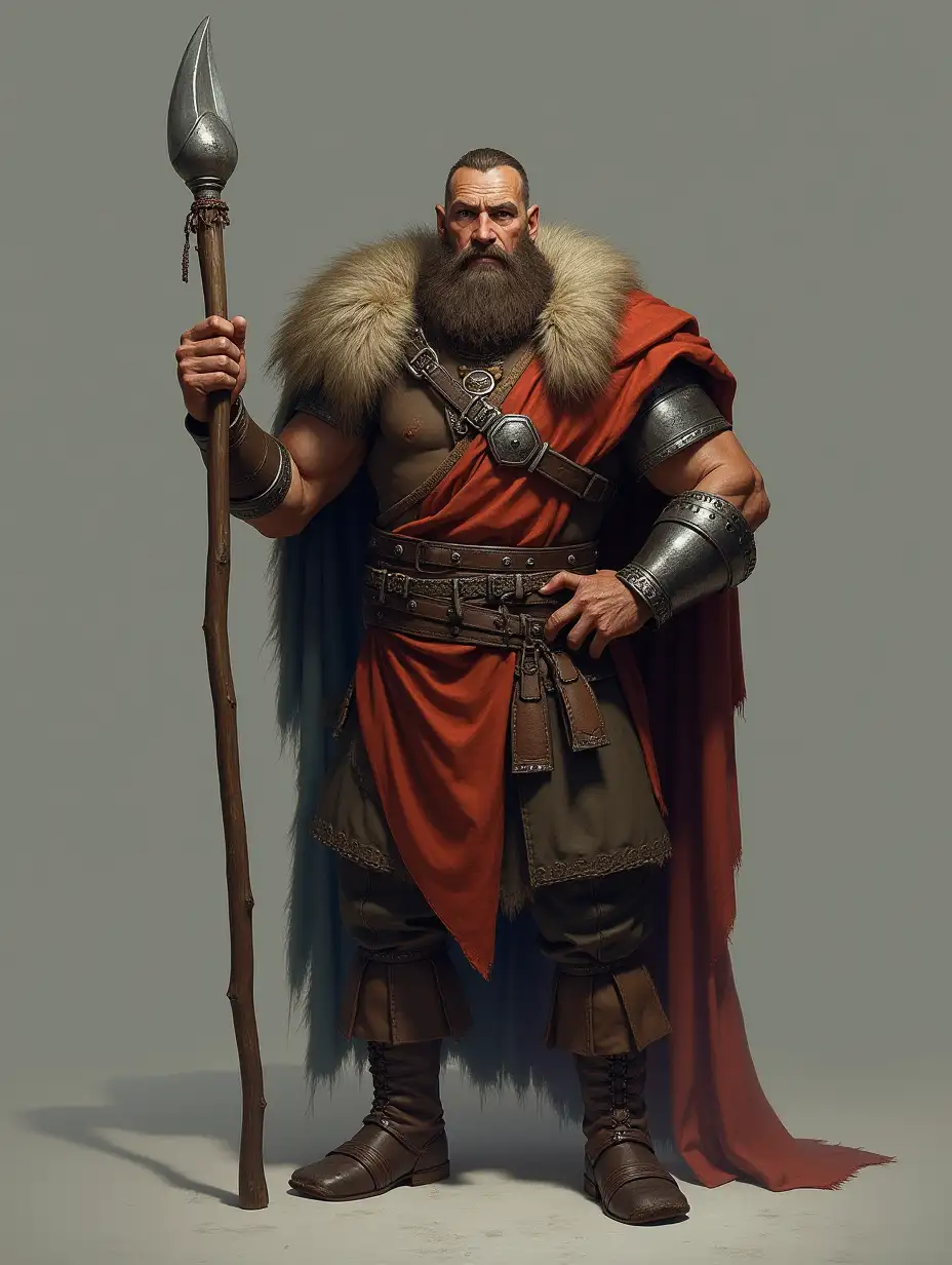 a Viking male character standing with a stick at his hand