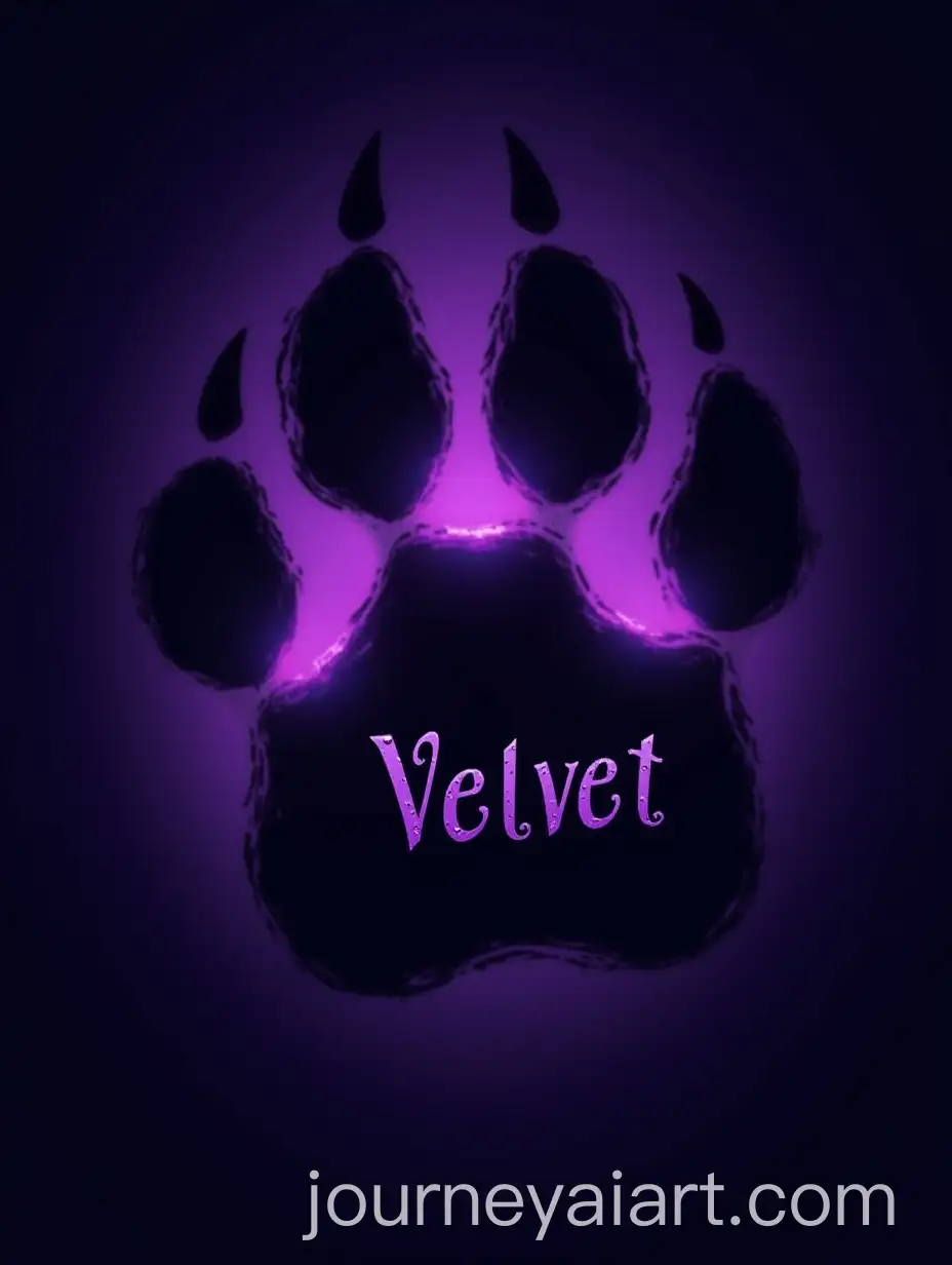 Menacing-Cat-Paw-Logo-with-Velvet-Text-and-Purple-Backlight