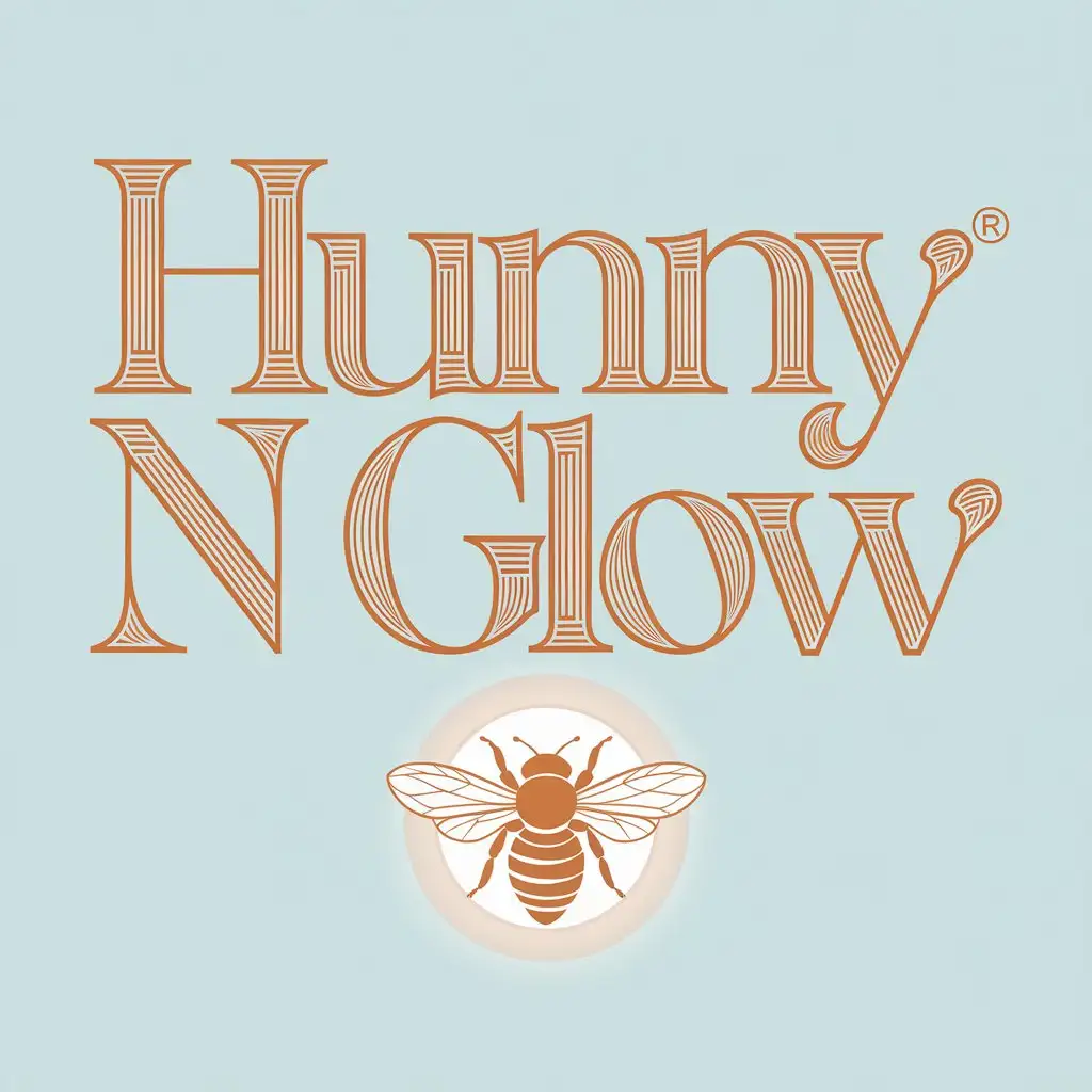 create brand logo for 'hunny n glow' fresh, sleek, elegant, simple, retro