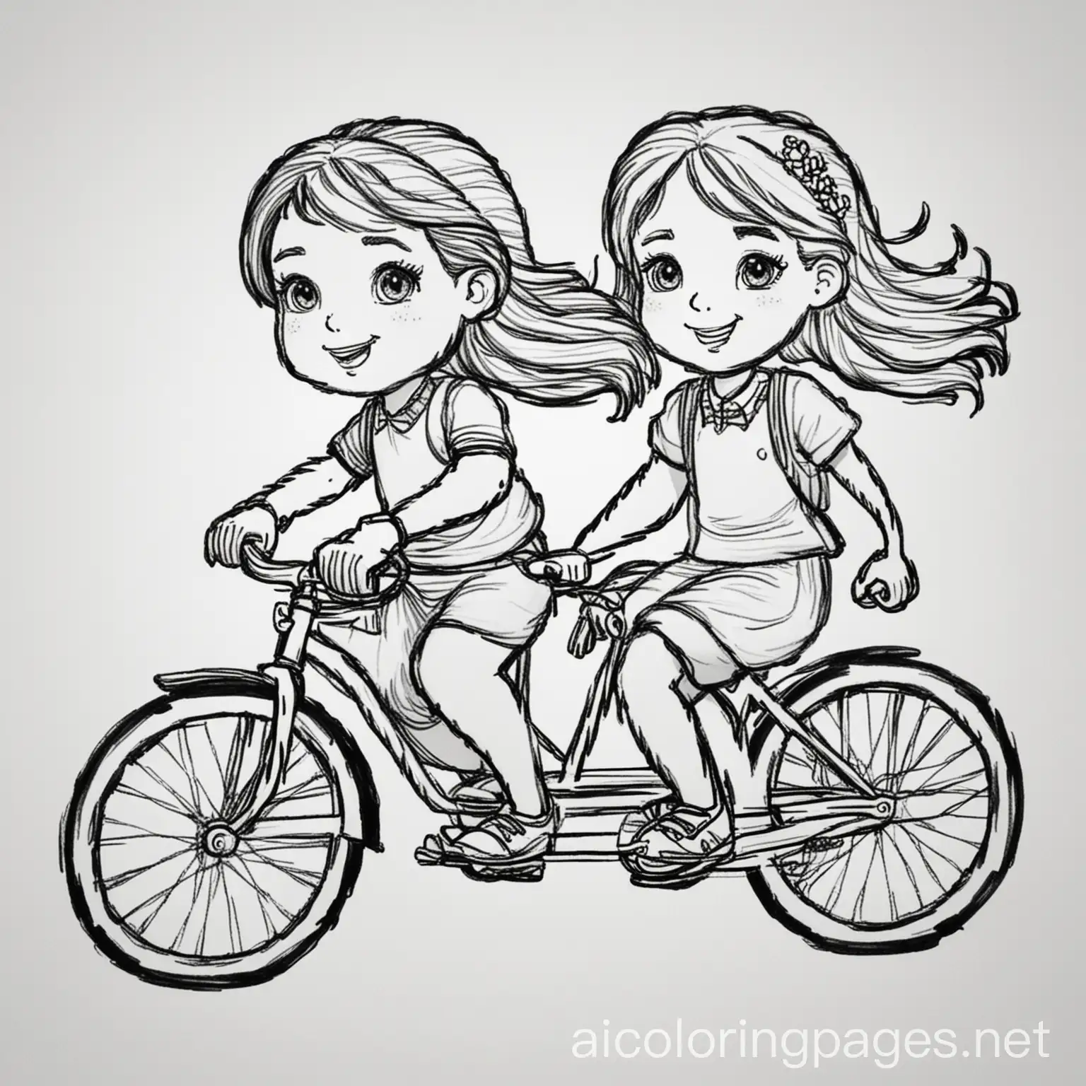 Two-Girls-Riding-Bicycle-Coloring-Page