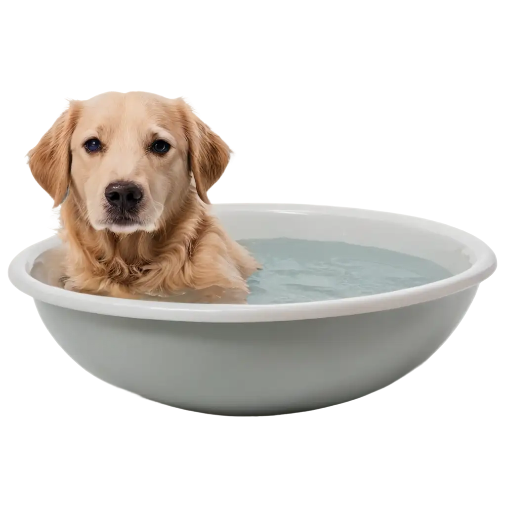 Dog taking a bath