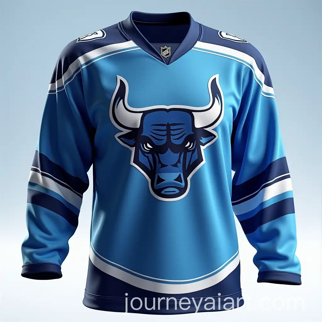 Custom-Hockey-Jersey-Featuring-Blue-Flaming-Bull-Logo