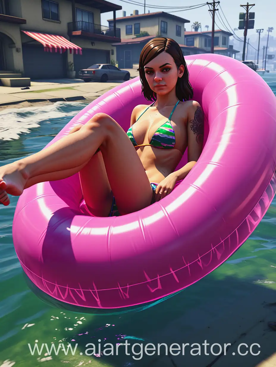 Girl-Swimming-on-Inflatable-Tube-in-GTA-5-Scene