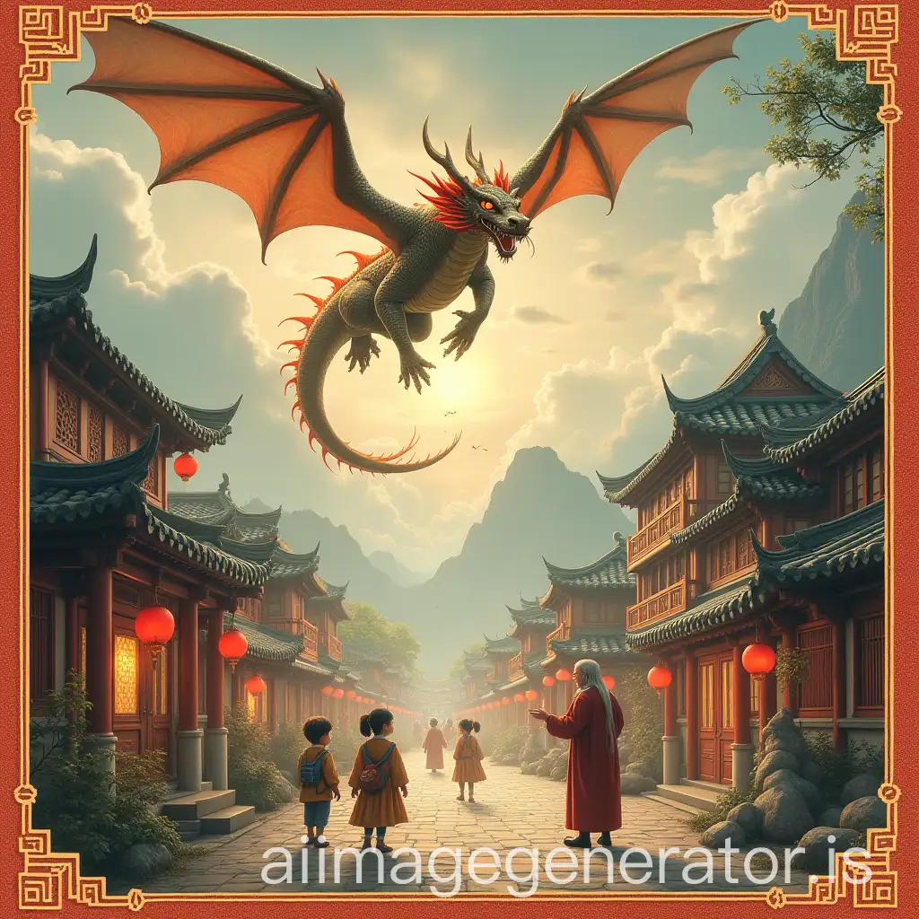 Majestic-Dragon-Soaring-Over-Ancient-Chinese-Town