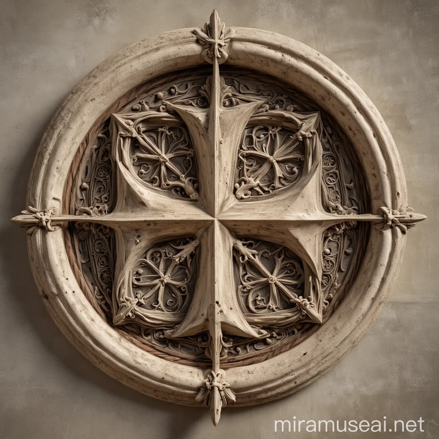 Gothic Church Rosette Featuring Maltese Cross