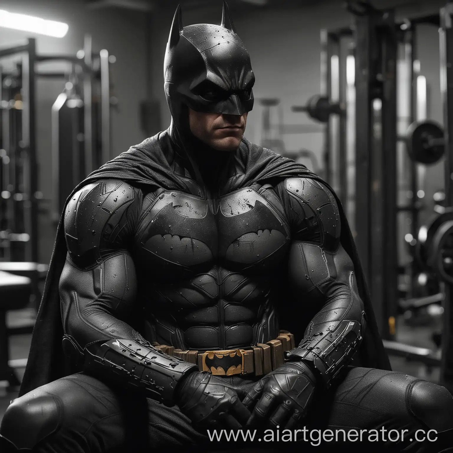 Batman-Resting-in-Gym-After-Intense-Workout-with-Modern-Fitness-Equipment